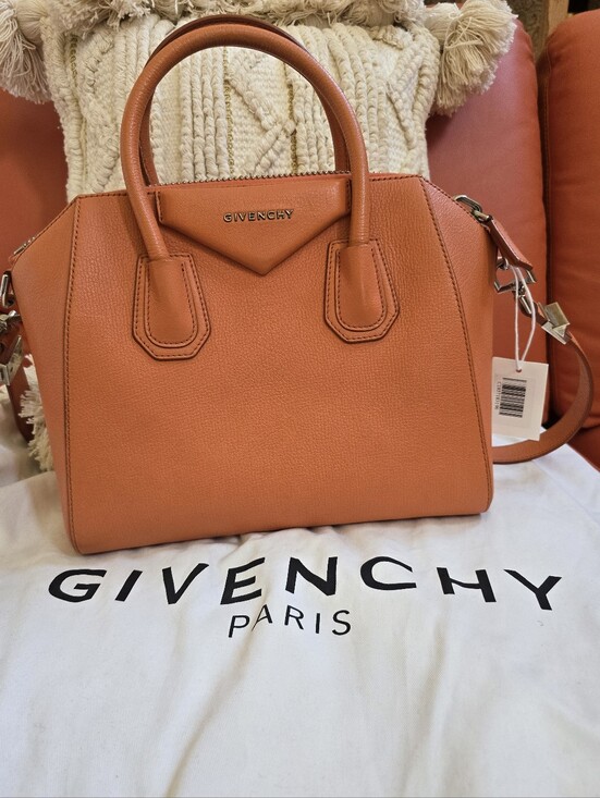 Givenchy Handbags - Givenchy Orange  Antigona Shoulder Bag  Goatskin Leather.